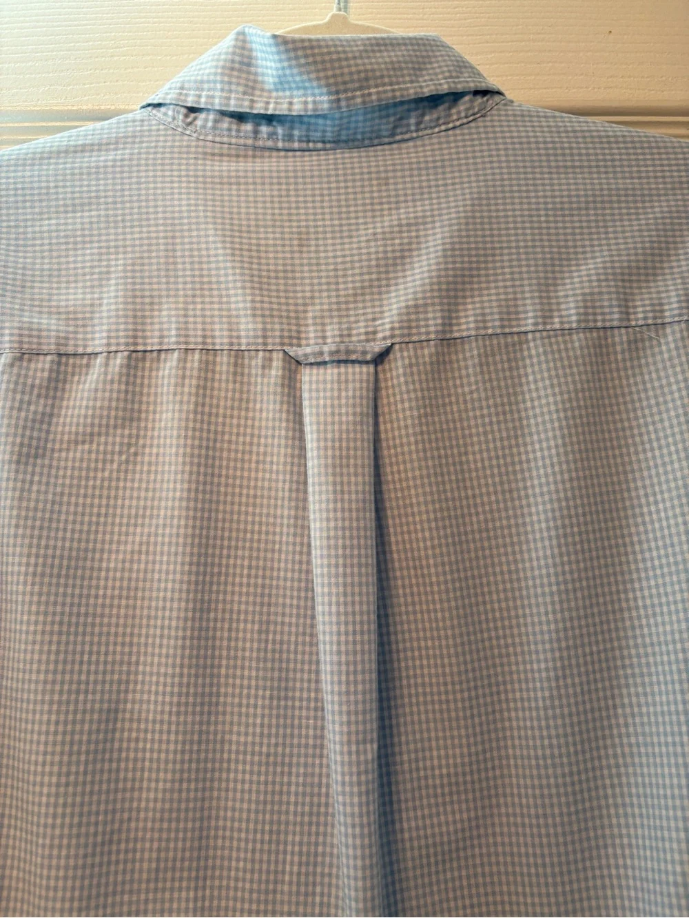 Chaps Light Blue Micro-Gingham Button-Down Shirt M #0026